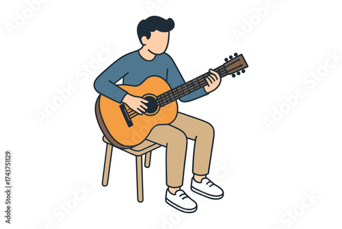 Man playing acoustic guitar in minimalist style