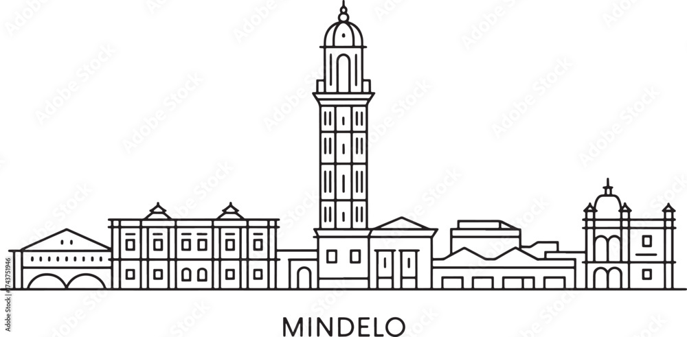 Obraz premium Mindelo Skyline Outline on Isolated Transparent Background