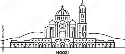 Ngozi Cityscape Illustration Building Outlines on Transparent Background