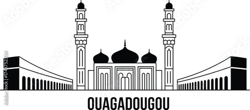 Ouagadougou Burkina Faso Skyline Silhouette Minimalist Cityscape Vector Illustration
