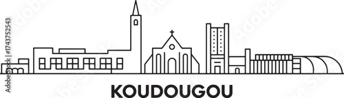 Outline Koudougou Burkina Faso Skyline Vector Silhouette Cityscape Landmark