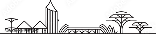 Outline Nairobi Kenya Skyline Vector Silhouette Cityscape Landmark Line Art
