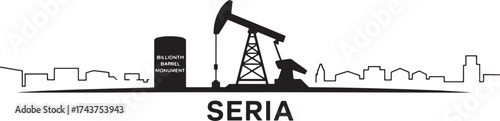 Seria Brunei Skyline Silhouette Vector Illustration Oil And Gas Industry Concept