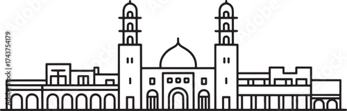 Skyline Icon of Dubai Landmark Cityscape Outline Pictogram Famous Building