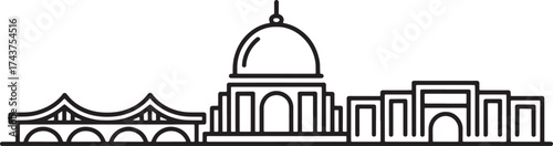 Washington DC Skyline Outline Icon Landmark Building Travel Destination