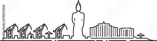 Ulsan Skyline Icon Line Art Silhouette of South Korean Industrial Cityscape