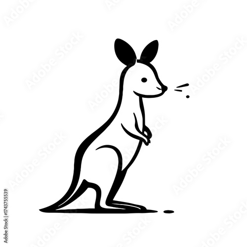 Kangaroo. Kangaroo simple black and white line art vector logo