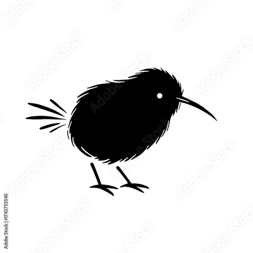 Kiwi. Kiwi simple black and white line art vector logo