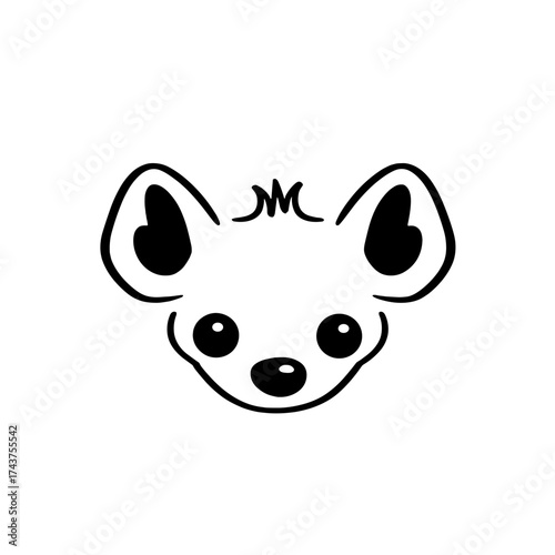 Hyena. Hyena simple black and white line art vector logo