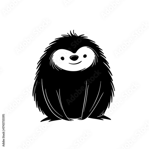 Sloth Bear. Sloth Bear simple black and white line art vector logo