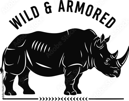 Wild & Armored Rhino Logo  Powerful Rhinoceros Symbol of Strength and Protection
