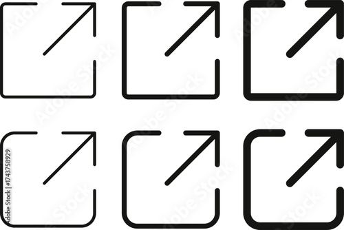 External link arrow icon set. Share symbol. External link icons collection