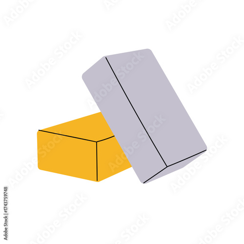 Yoga block for fitness training. Rectangular gym equipment for stretching and balance exercises. Flat vector illustration isolated on white background.