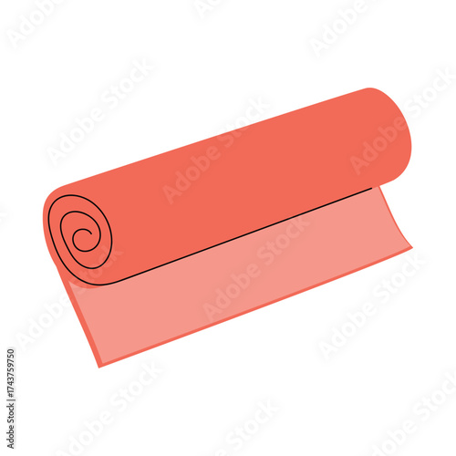 yoga mat for fitness and exercise. Equipment for home gym, pilates and stretching. Flat vector illustration isolated on white background.