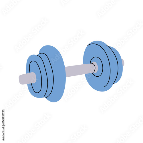 Dumbbell for workout and strength training. Fitness equipment for gym or home exercise. Flat vector illustration isolated on white background.