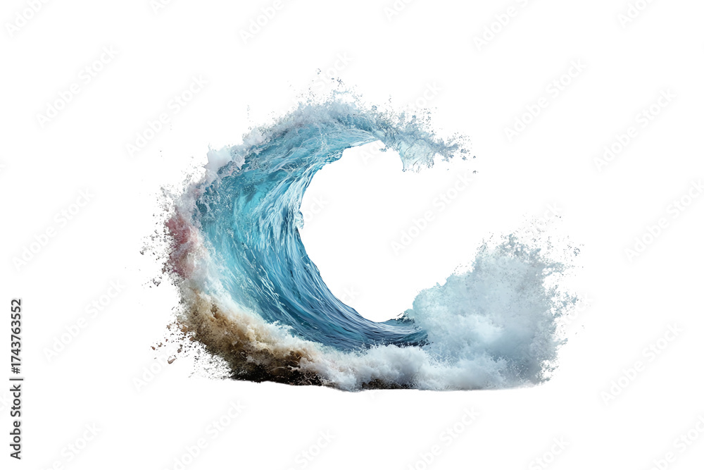 custom made wallpaper toronto digitalA dynamic wave crashing with vibrant colors, showcasing the power and beauty of nature in action, set against a transparent background.