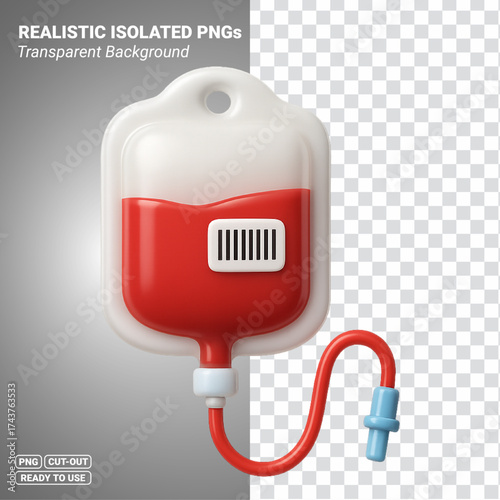 Blood Transfusion IV Bag 3D Icon Transparent PNG file ready to be used.