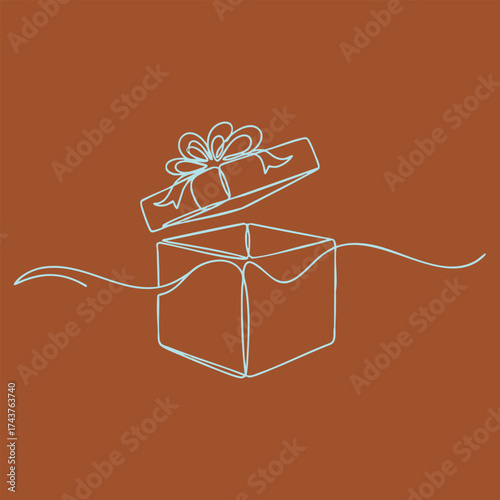 Open gift box with a ribbon and bow on a solid brown symbolizing celebration and surprise