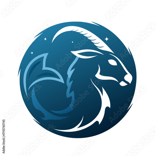Capricorn zodiac sign illustrated in a modern gradient style  