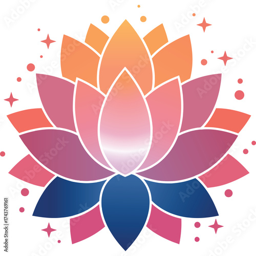 Colorful Lotus Flower Illustration gradient floral nature symbol purity rebirth meditation yoga spiritual sacred design art graphic