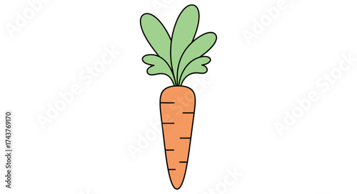 Cartoon Carrot with Green Leaves, a Healthy and Nutritious Vegetable.