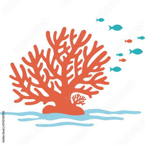 Coral reef with fish illustration ocean sea underwater marine life vector graphic design nature animal tropical aquatic environment