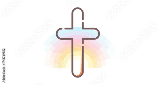 Christian cross symbol with a modern gradient fill and outline.