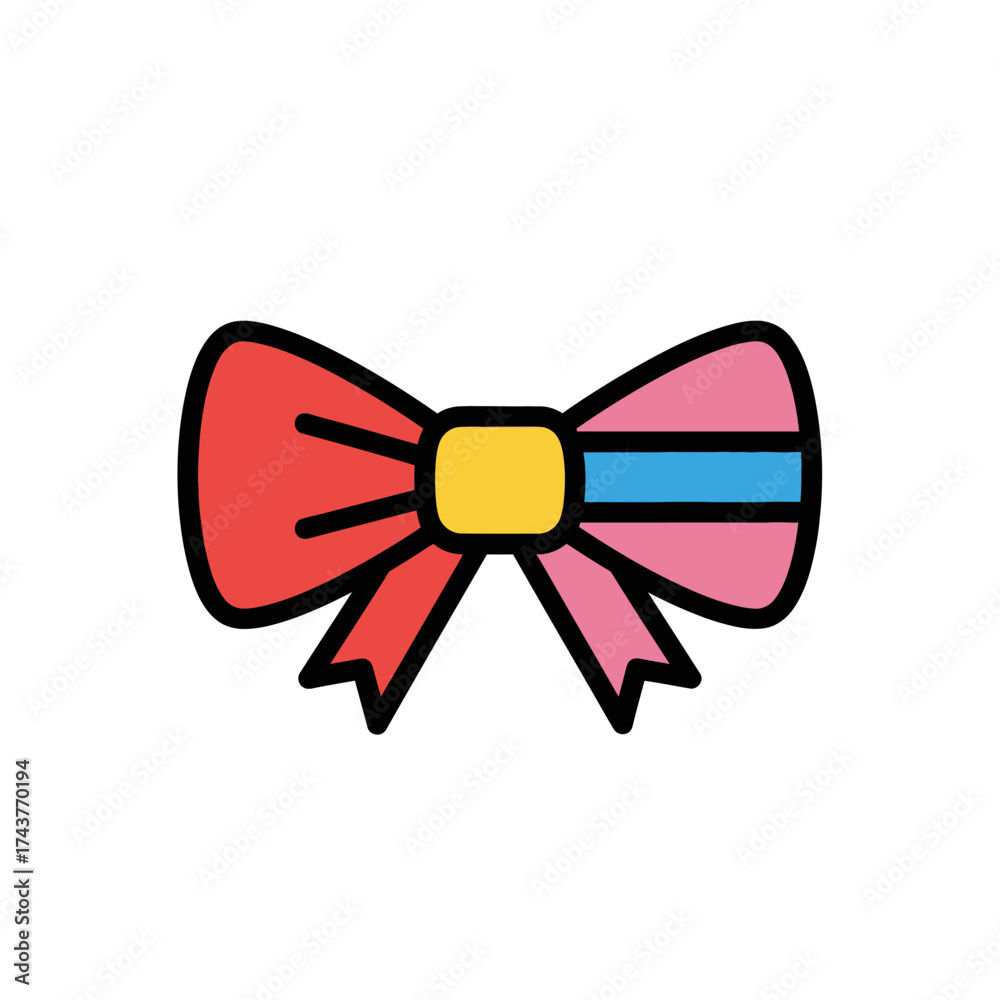 Fototapeta premium Colorful Decorative Bow with Red and Pink Ribbons.