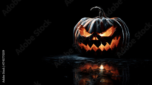 Spooky Jack-o'-Lantern in the Dark