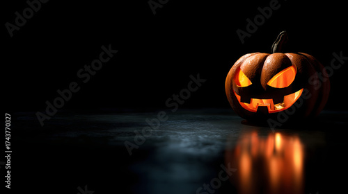 Spooky Jack-o'-Lantern in the Dark