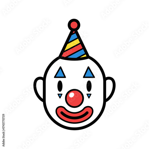 Clown Face with Party Hat.