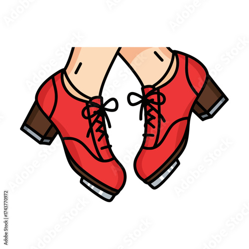 Red Tap Shoes With Laces And Brown Heels For Dancing.