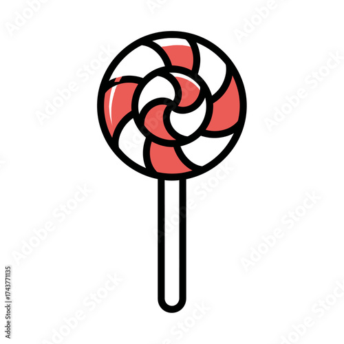 Colorful lollipop candy with spiral design on a white background.