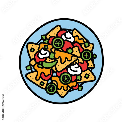 Delicious nachos with cheese and toppings served on a plate.