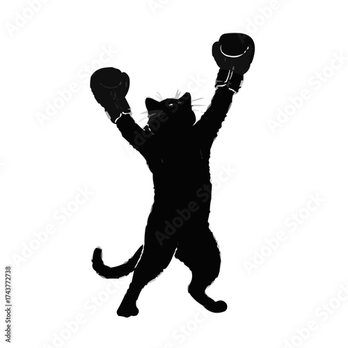 Heroic Boxing Cat Silhouette