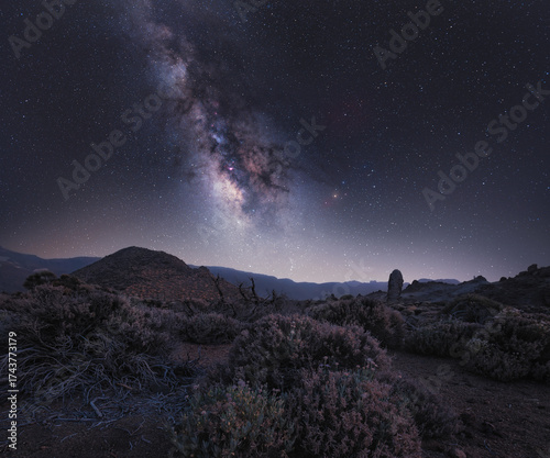 Starlit Wonder of the Milky Way Over Cañadas Del Teide National Park, Tenerife