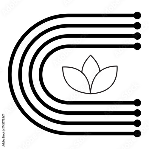 Minimalist AI Green Icon. Nature and Artificial Intelligence Connection