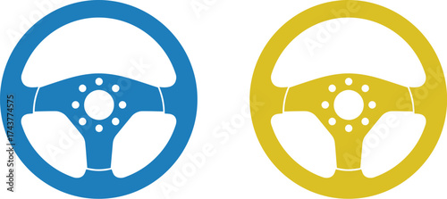 Steering wheel vector icon blue car wheel auto part illustration vector
