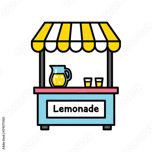 Lemonade Stand with Pitcher and Glasses.