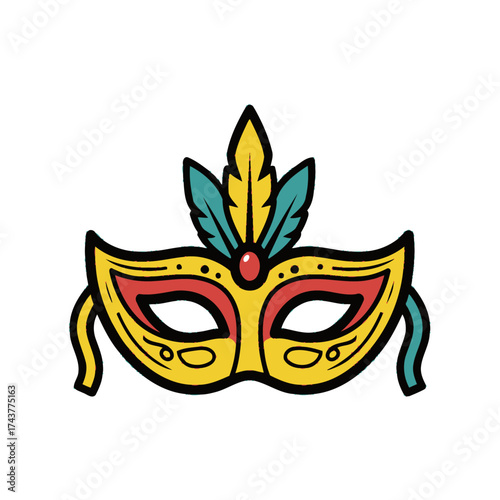 Colorful Carnival Mask with Feathers and Jewels.