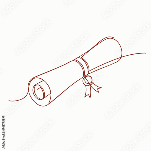 Elegant rolled-up diploma or certificate with ribbon and seal, symbolizing achievement and academic success