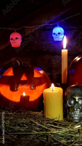 Halloween background.Jack lantern Halloween.Traditional symbol of Halloween