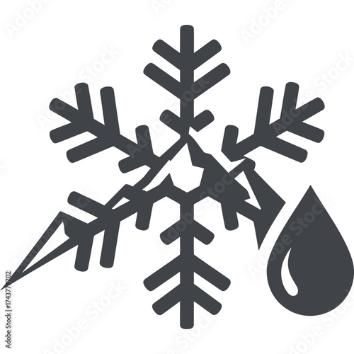 Melting Snowflake Icon water drop climate change global warming winter ice weather symbol illustration temperature environment nature
