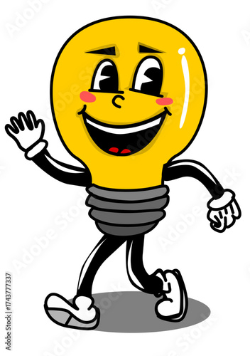 Illustration of a happy light bulb