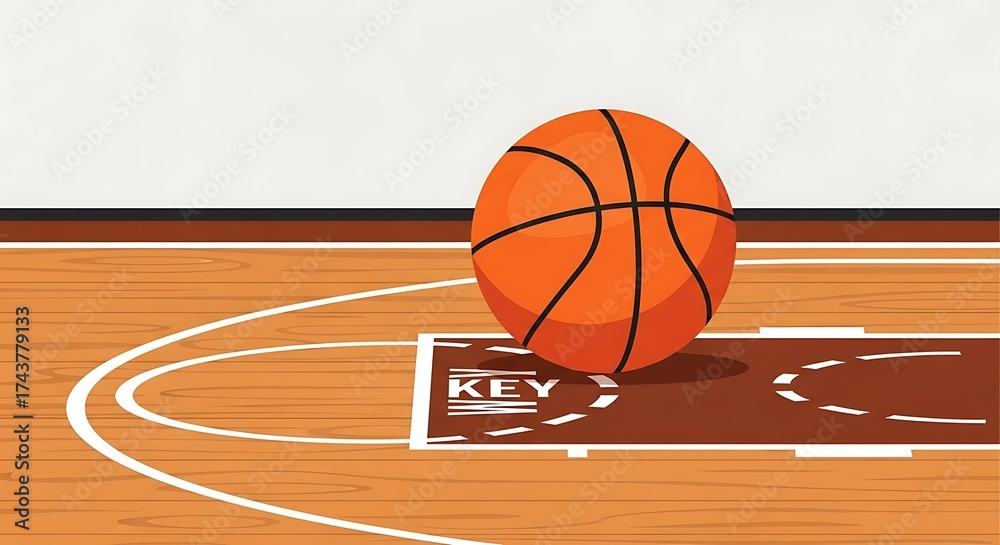 Naklejka premium Basketball Court Key Shot.