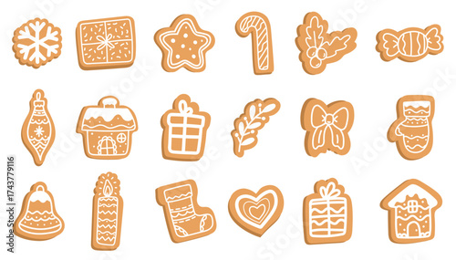 Biscuits de Noël en pain d’épices – Icônes festives vectorielles pour les fêtes de fin d'année