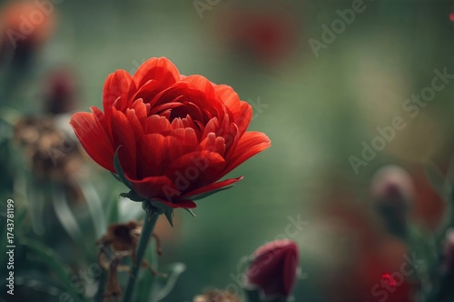 Wallpaper Mural Close-up of a vibrant crimson bloom in a garden setting Torontodigital.ca