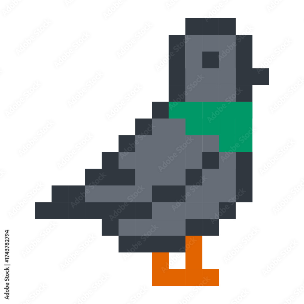 Obraz premium Pixel Pigeon Bird Illustration