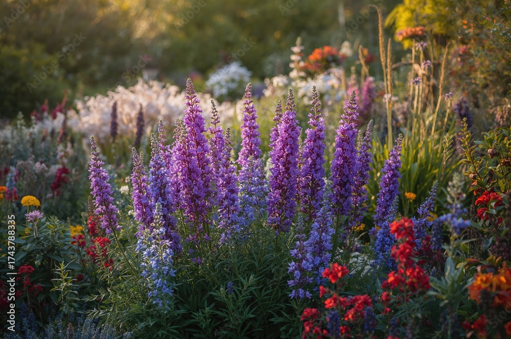 Obraz premium Lavender blossoms background with a spring floral arrangement in a natural environment