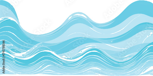 Abstract blue sky illustration with soft watercolor feel and soothing pastel tones